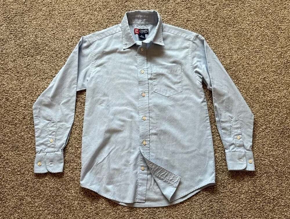 Chaps Boys Light Blue Long Sleeve Oxford Button Down Shirt Size 10